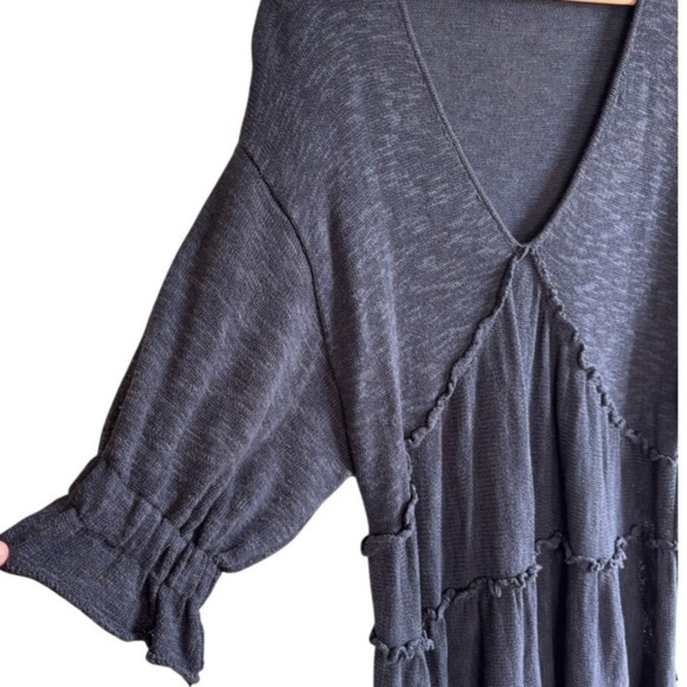 Free People FP Beach Mini Dress Dark Navy XS S Tiered Ruffle Knit Boho Consign - Picture 6 of 10